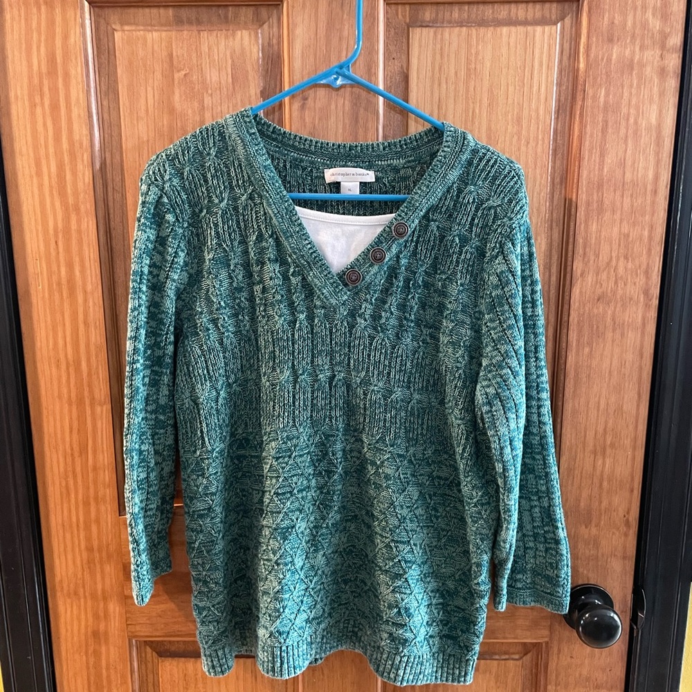 Christopher Banks, Excellent used condition. 3/4 sleeve, knit sweater.